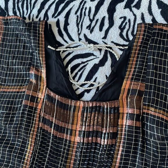 Free people metallic plaid square neck short sleeve pullover dress - Picture 5 of 13